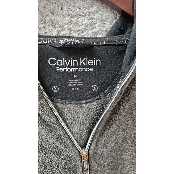 Calvin Klein Women's Fleece Jacket Size Medium Grey Full Zip Long-Sleeve Logo - Picture 2 of 3